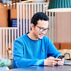 Man on a phone in King's Gate